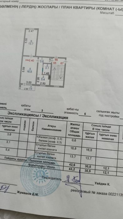 Продам 2ух  комнатную