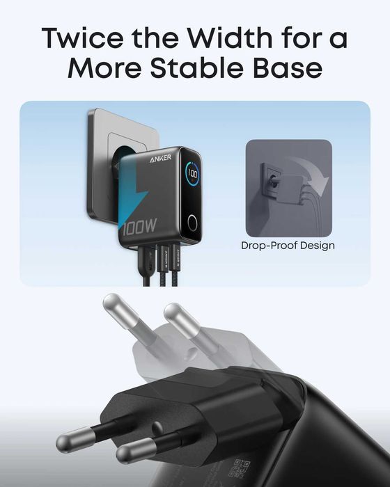 Anker Zolo GaN USB-C зарядно за стена, до 100W обща максимална мощност