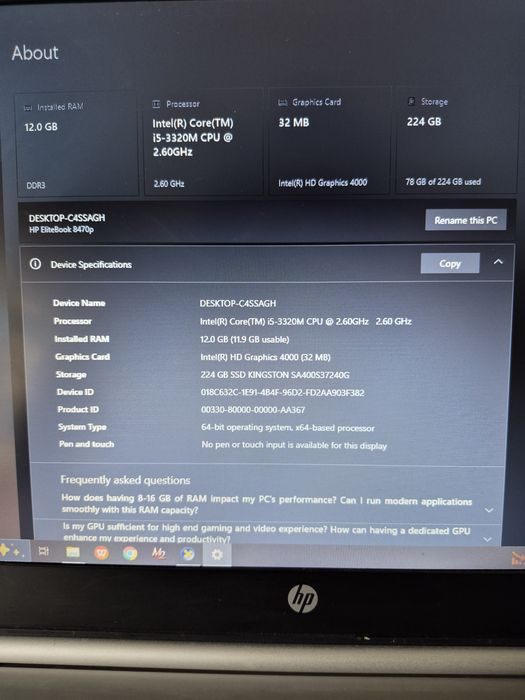 Leptop HP Elittebook 8470P