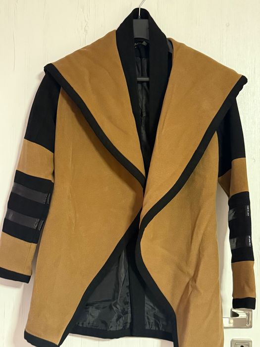 Елегантно дамско палто, размер Xs-S , кафяво с черно и тренчкот S