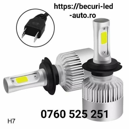 Două Becuri Led H7 16000Lumeni/6500K/72W (Lumină Alb-Rece)