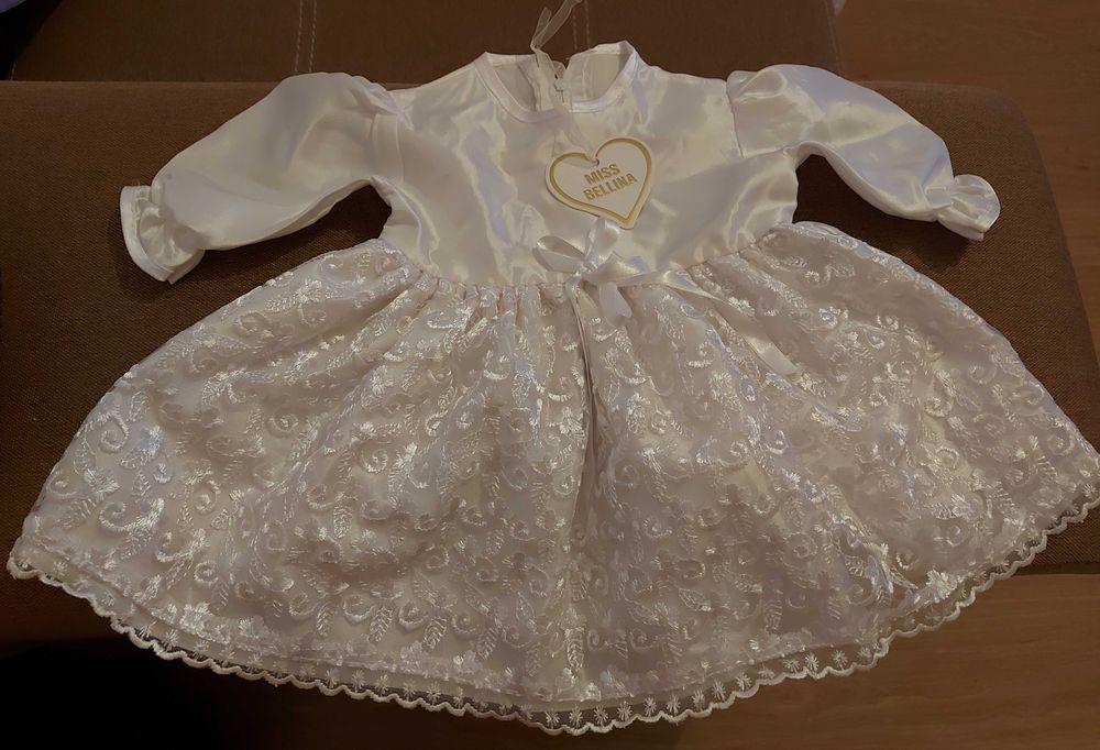 Ținută (noua) completa pt turtă/moț/botez: rochiță+bolero+palarie+jupă