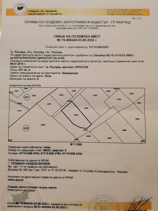 Продава се Парцел в Разград, Лудогорие - 1220 кв.м за 5 €/кв.м - Снимка #1