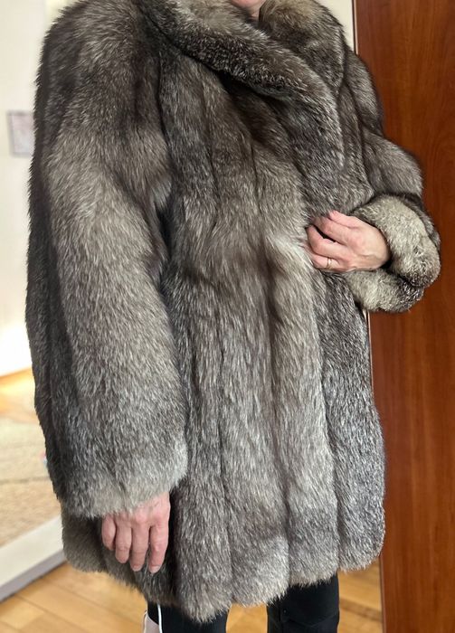 Blană naturală vulpe argintie superba