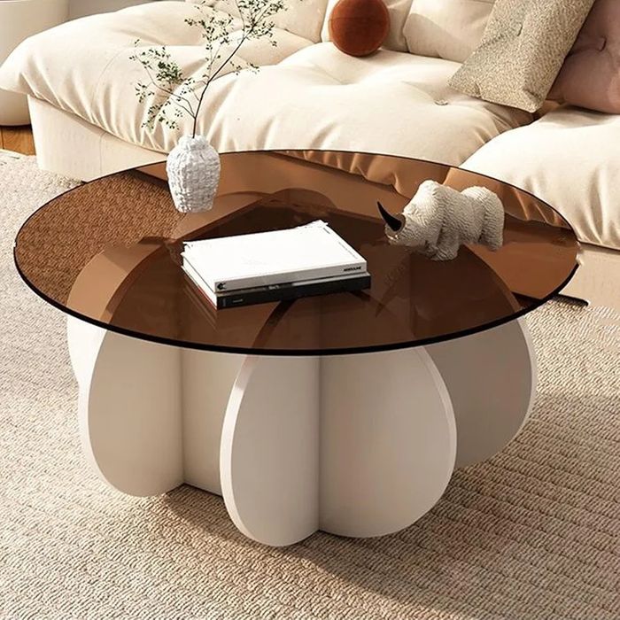 Уникална Ретро /Кръгла холна маса от закалено стъкло