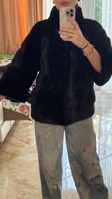 #147 Късо палто от норка.Blackglama.Визон.Естествена кожа с косъм.