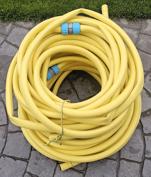 Vand furtun grădină galben 48 m, diametru aprox. 25 mm (1") + 3 mufe rapide