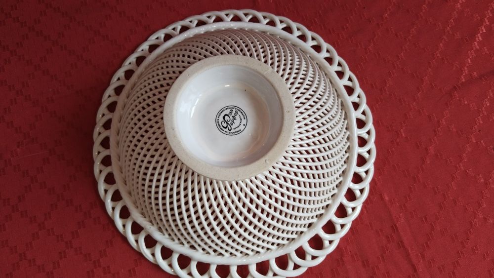 Блюдо Дулево Виноград, плетёная фарфоровая ваза для фруктов