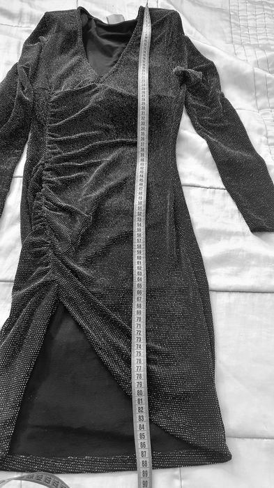 Rochie neagră LeGer About You XS by Lena Gercke  mini cu fir argintiu sexy club party elegantă