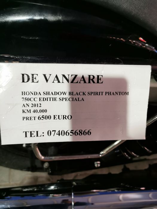 Honda shadow 750 A2  black spirit 2012 phantom  schimb cu rulotă