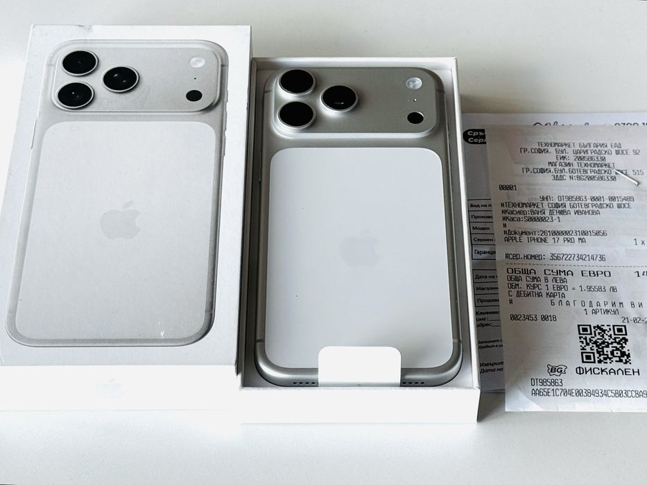 НОВ! Iphone 17 Pro Max 256GB White Гаранция 2 години