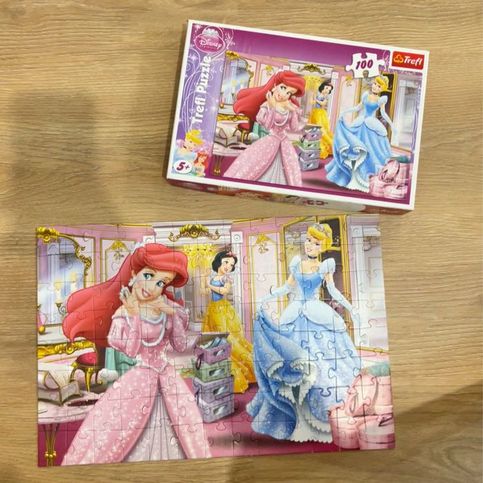 3 бр. пъзели 100 части (5+) – Trefl, Barbie, Disney принцеси – като нови
