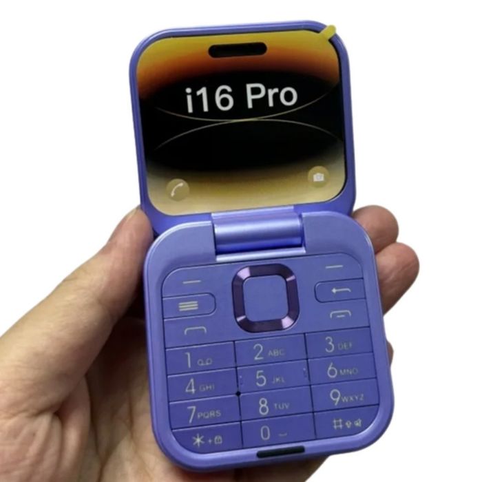 Сгъваем мобилен телефон i16 Pro – 2 SIM, камера, фенерче, FM радио
