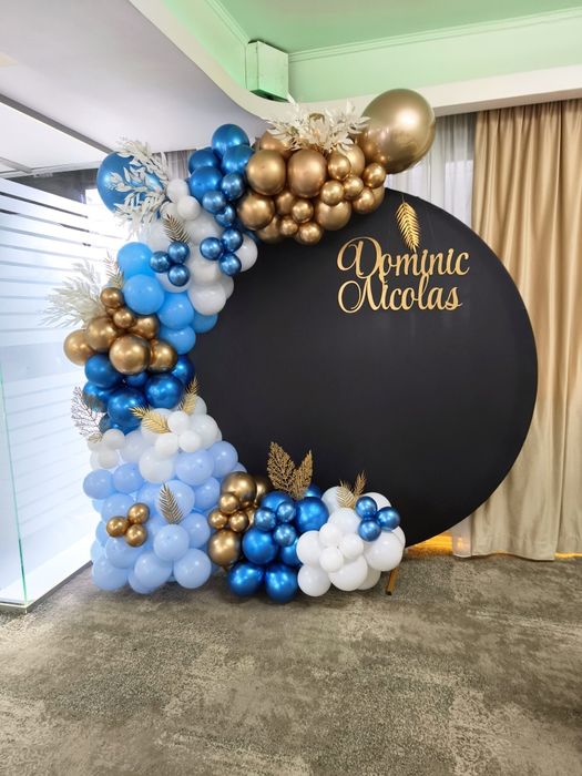 Arcadă baloane/aranjament cristelniță/cifre volumetrice/paiete