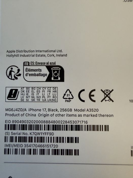 iPhone 17 256 gb NOU SIGILAT GARANTIE FACTURA Black Negru