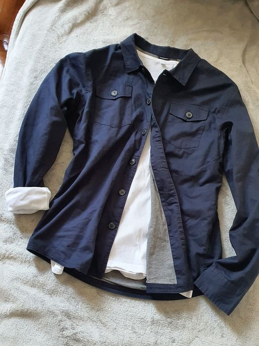 Cămașă dublată bărbați Livergy 100% bumbac L XL, albastru închis groasă