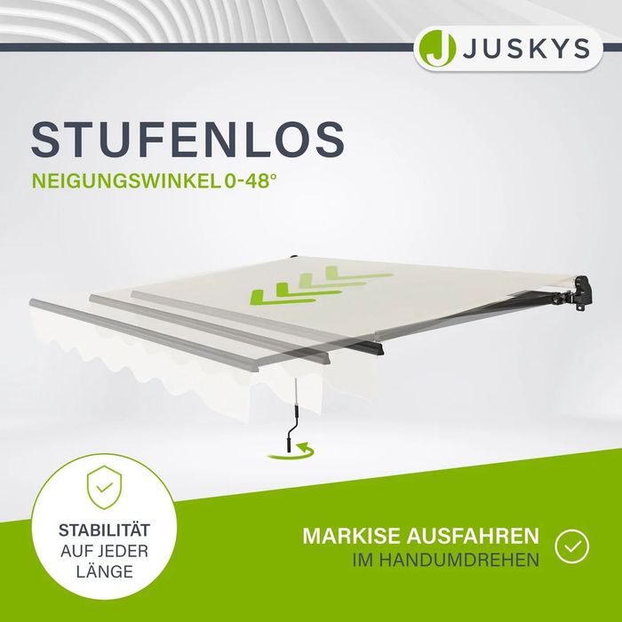 Jaluzea Retractabilă cu Braț Articulat Juskys 300x250 cm (Bej, Protecție UV40+)