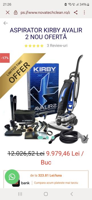 Aspirator Kirby Avalir 2 cu kit de spalare