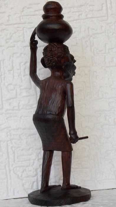 Statueta unicat,ciudatul si agresivul trib Mursi,sculptura abanos