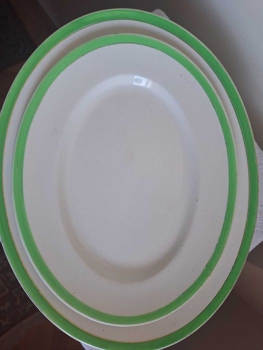 Set 2 platouri ovale Ironstone J&G Meakin – Lincoln Green – Made in England (36 cm / 30 cm)