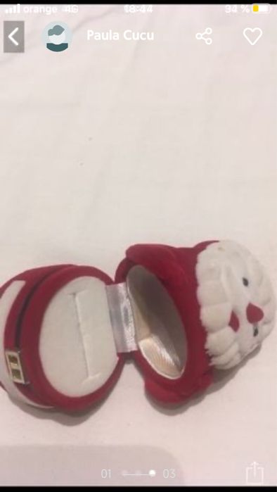 cutiuta cu Mos Craciun pentru bijuterii
