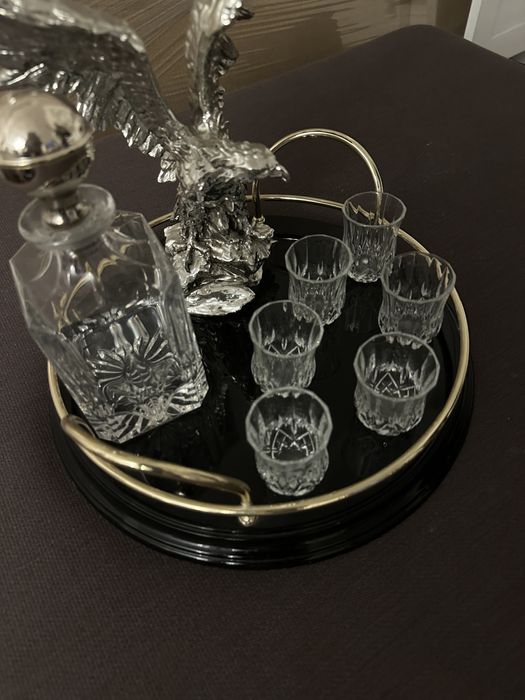 Набор для водки с орлом — хрусталь и металл, премиум-декор, подарок