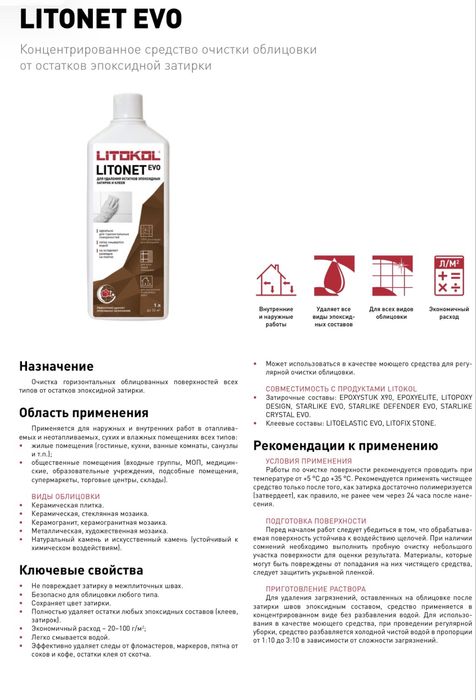 Моющее средство для плитки (1 L) LITONET EVO Litakol