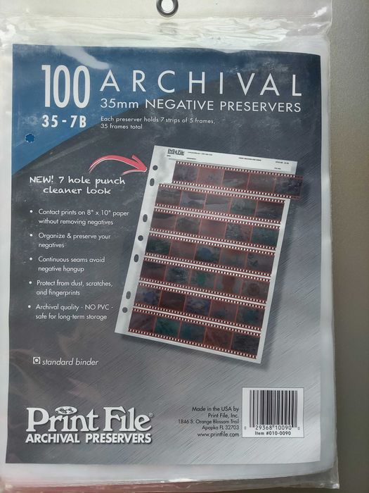 Foi arhivare foto 35 mm sigilat, marca Print File, NO PVC, Made in USA