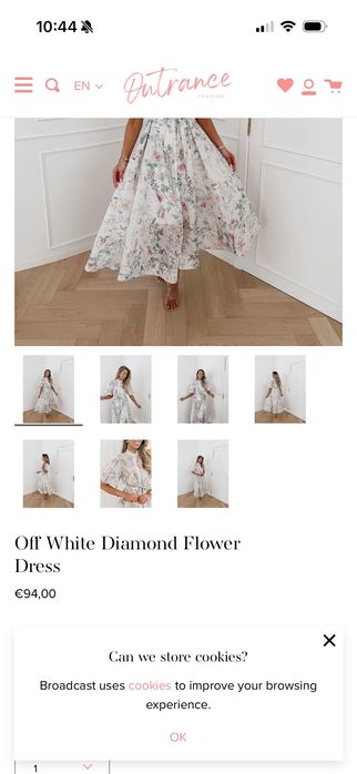 Рокля с кристали лен с памук камъни цветя