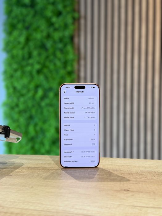 iPhone 17 Pro Max 1Tb Cosmic orange/Baterie100%/Garantie 1 an @atsgsm.ro