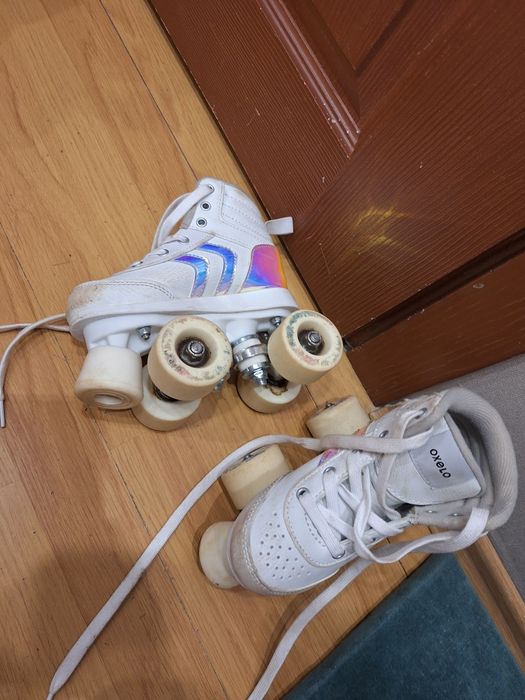 OXELO  Детски ролкови кънки quad 100 jr, бяло/холографика