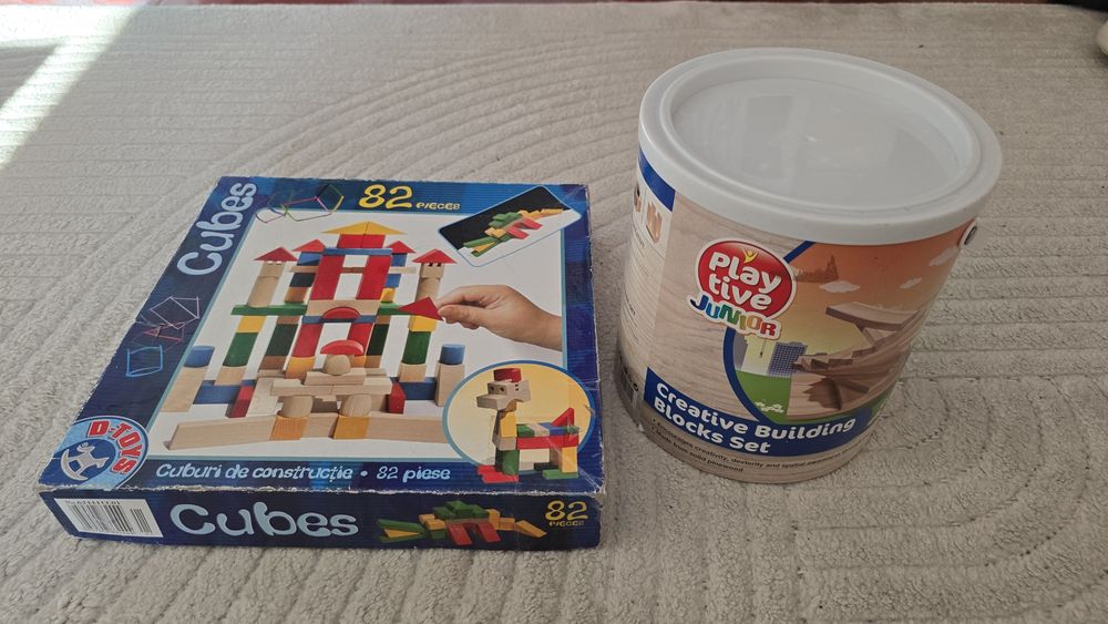 Set cuburi lemn pentru copii