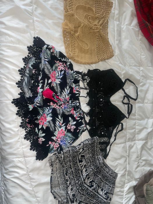 Къси панталонки летни къс плетен топ черен