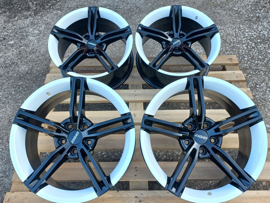 18"Rays 5x114.3 Black- White Honda Mitsubushi Lexus Renault Dacia Toyota 8j et40 Чисто Нови.