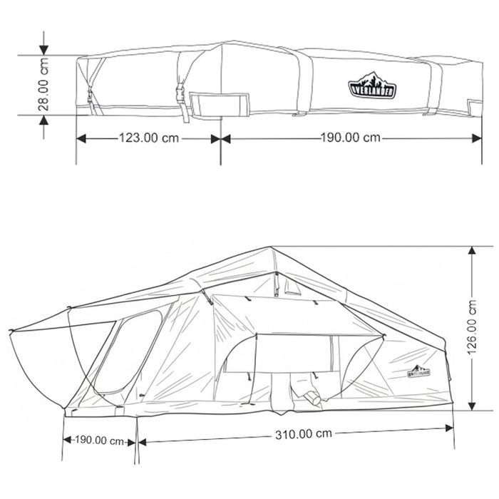 Cort plafon auto Overlander Explorer 3.0 190 cm cu Sky Roof