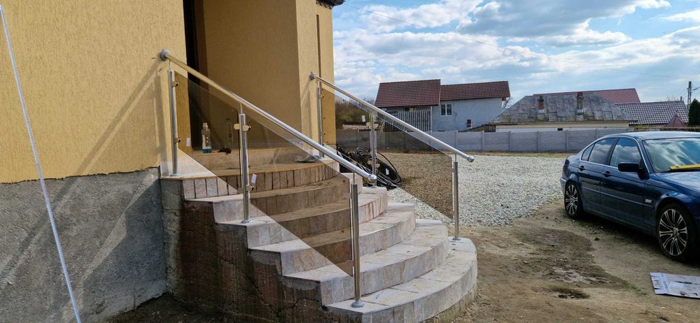 Balustrade din stica cu inox,Balustrada sticla,Balustrada inox,sticla