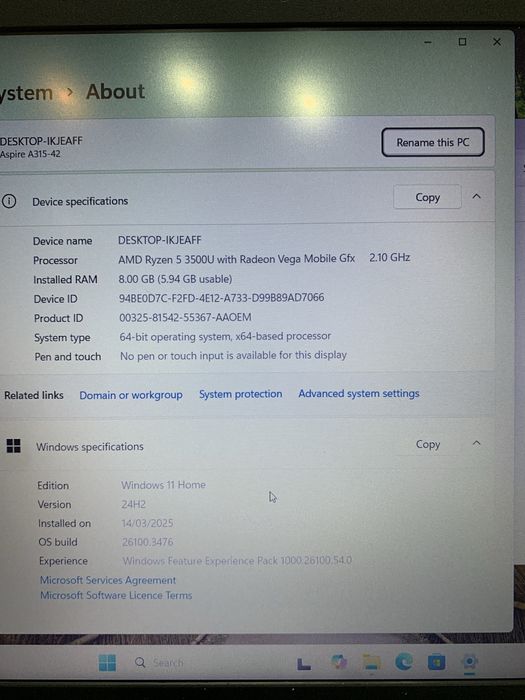 Laptop Acer Aspire ,Ryzen 5, video dedicat,ssd ,merg si jocuri
