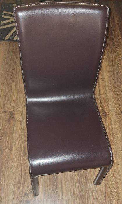 Scaun dining / living din PIELE NATURALĂ (maro închis) - Stare foarte bună