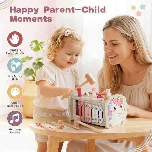 Нова образователна Дървена Montessori играчка с чукче ксилофон лабиринт идеален подарък