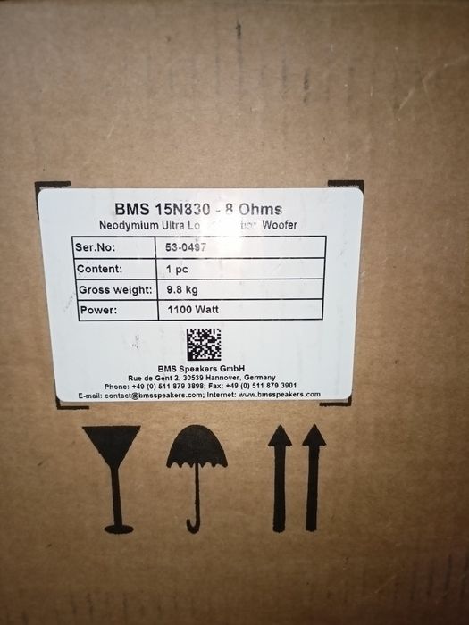 Говорители 2 бр. BMS 15N830-8 Ohms чисто нови