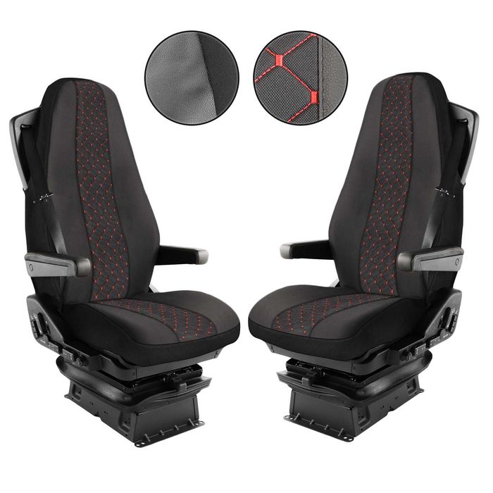 Тапицерия подходяща за Волво ФХ /Volvo FH4,след 2014г,Черно+червен шев