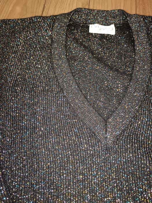 Pulover negru cu fir strălucitor United Colours of Benetton