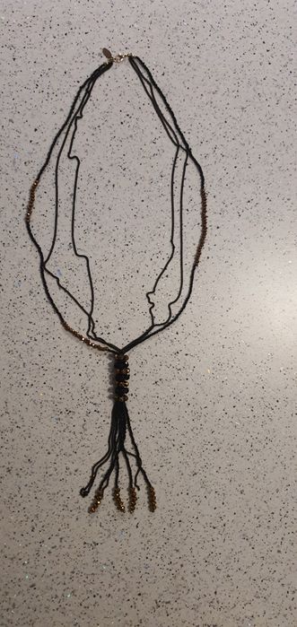 Colier sirag lung negru si aramiu elegant