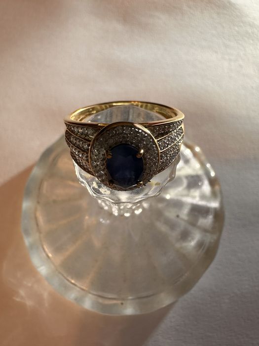 Inel aur cu safir si diamant 18k