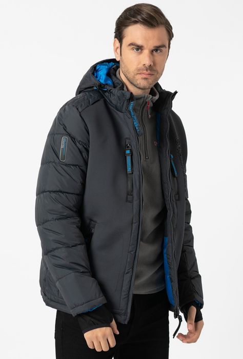 Geographical Norway Зимно яке Beachwood с качулка, Сив/Син