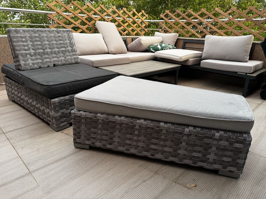 Sezlong gradina terasa + cutie depozitare plastic