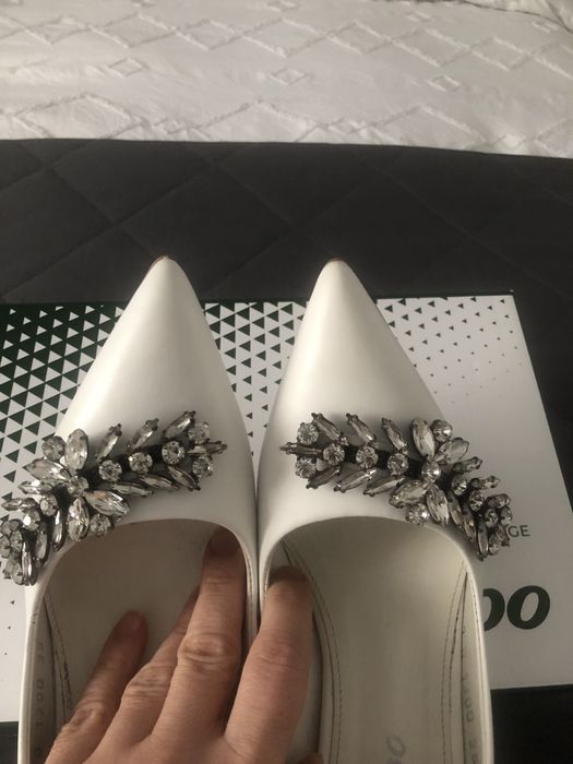 Pantofi albi, piele, Marelbo