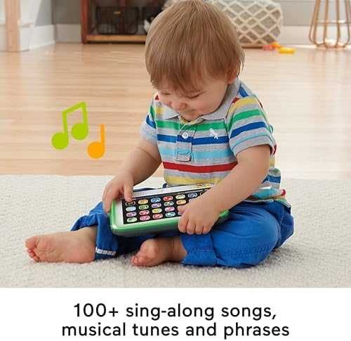 Нов Детски образователен таблет Fisher-Price 100+ звуци и песни 28 бутона UK English за 1-3 години дете