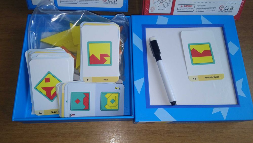 ТОП Дървена логическа игра с блокчета мозайка пъзел + рисуване с карти