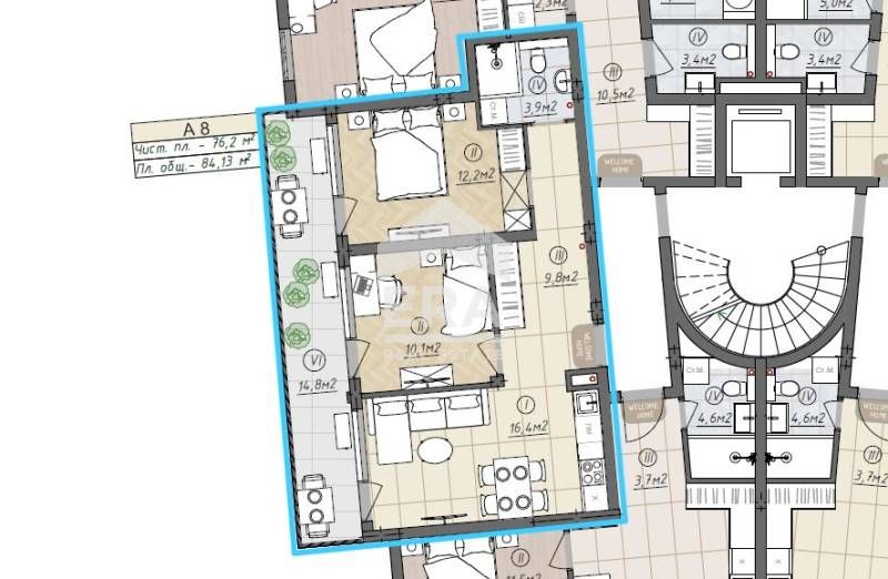 Продава се Тристаен апартамент в Варна, Чайка - 84 кв.м за 1503 €/кв.м - Снимка #10